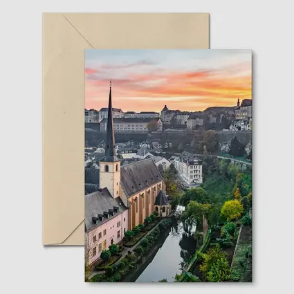 Luxembourg City Old Town Sunset Aerial View