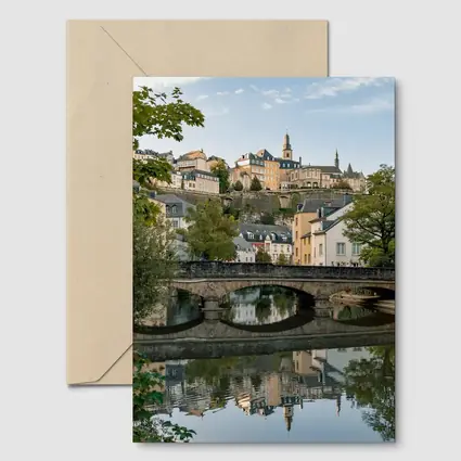 Luxembourg City Old Town Bridge Reflection