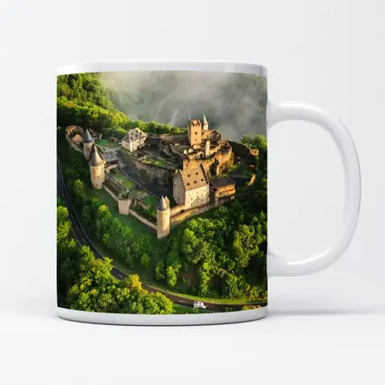 Medieval Castle Aerial View Misty Forest