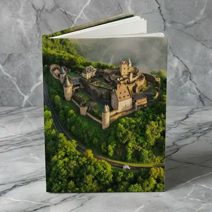 Medieval Castle Aerial View Misty Forest