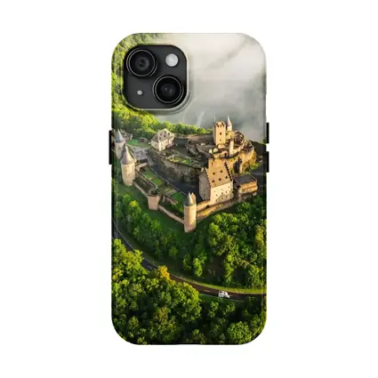 Medieval Castle Aerial View Misty Forest