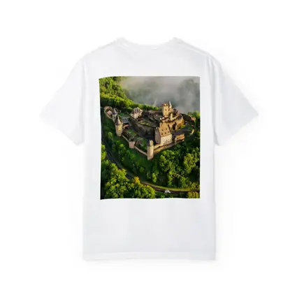 Medieval Castle Aerial View Misty Forest