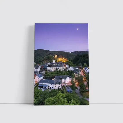 Medieval German Village Castle Twilight Aerial View