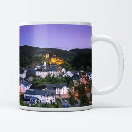 Medieval German Village Castle Twilight Aerial View