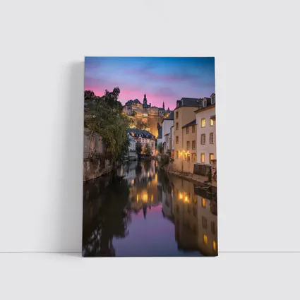 Luxembourg City Canal at Dusk Twilight