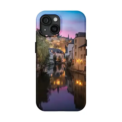 Luxembourg City Canal at Dusk Twilight