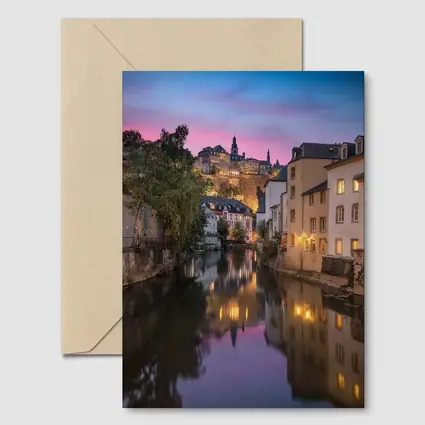 Luxembourg City Canal at Dusk Twilight