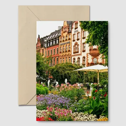 German Hotel Garden Colorful Flower Beds