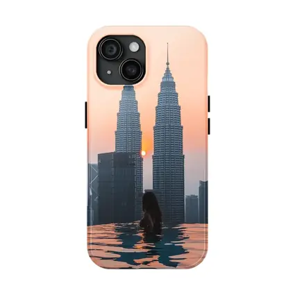 Woman Infinity Pool Petronas Towers Sunset