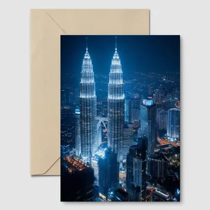 Petronas Twin Towers Kuala Lumpur Night Skyline