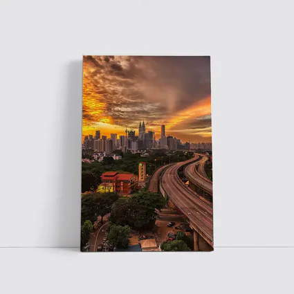 Kuala Lumpur Skyline Fiery Sunset Cityscape