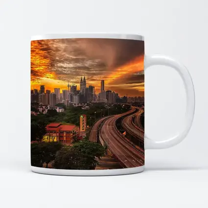 Kuala Lumpur Skyline Fiery Sunset Cityscape