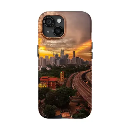 Kuala Lumpur Skyline Fiery Sunset Cityscape