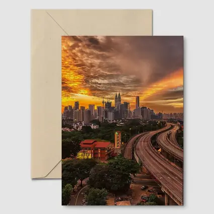 Kuala Lumpur Skyline Fiery Sunset Cityscape