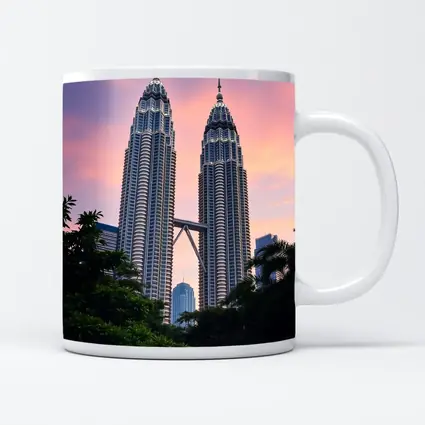 Petronas Twin Towers Pink Sunset Sky