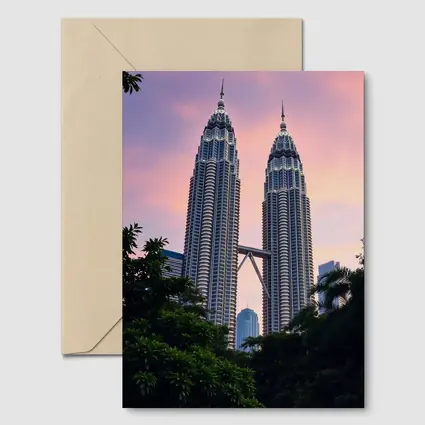 Petronas Twin Towers Pink Sunset Sky