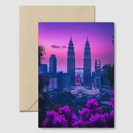 Petronas Towers Kuala Lumpur Purple Sunset Sky