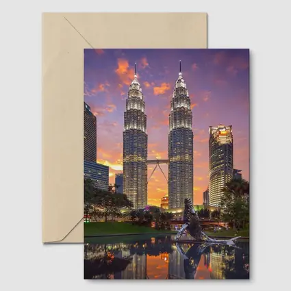 Petronas Twin Towers Kuala Lumpur Sunset Sky