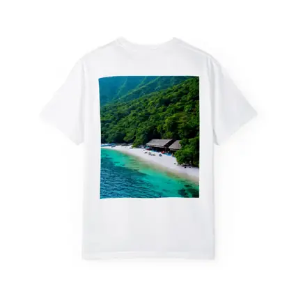 Tropical Beach Cove Green Mountain Aerial View