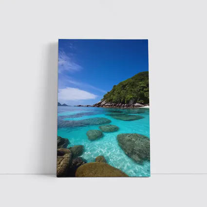 Clear Turquoise Ocean Water Rocky Tropical Island
