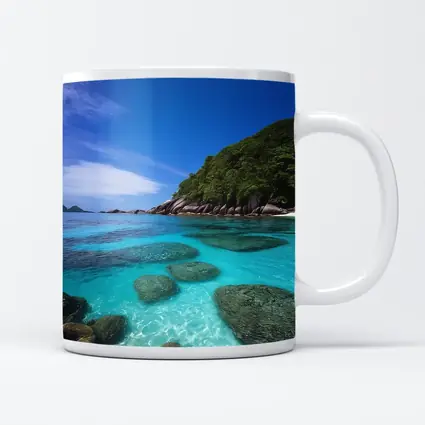 Clear Turquoise Ocean Water Rocky Tropical Island