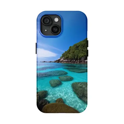 Clear Turquoise Ocean Water Rocky Tropical Island