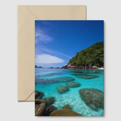 Clear Turquoise Ocean Water Rocky Tropical Island