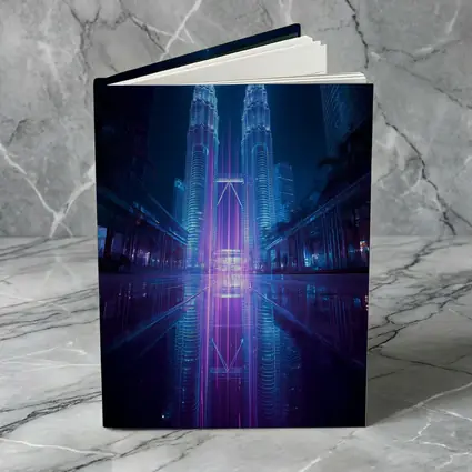 Petronas Twin Towers Neon Cyberpunk Night Reflection
