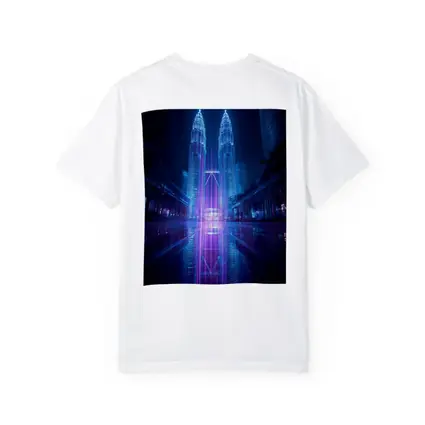 Petronas Twin Towers Neon Cyberpunk Night Reflection
