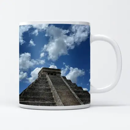 Chichen Itza Pyramid Blue Sky Mexico