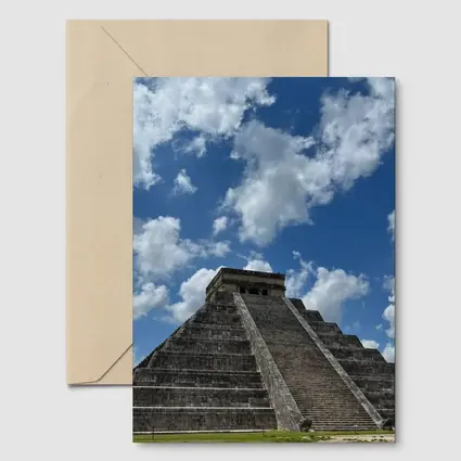 Chichen Itza Pyramid Blue Sky Mexico