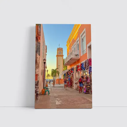 Cozumel Mexico Clock Tower Street Scene