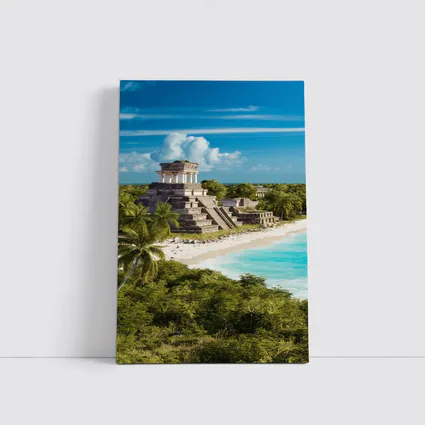 Mayan Temple Ruins Tropical Beach Jungle