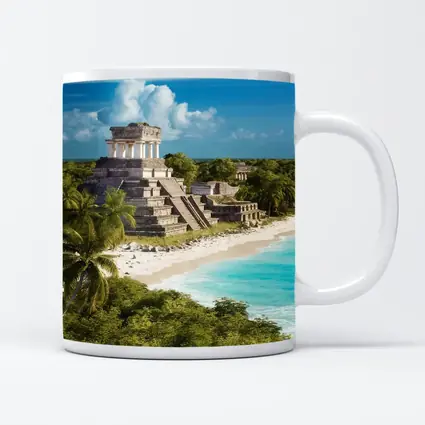 Mayan Temple Ruins Tropical Beach Jungle