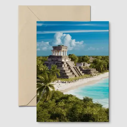 Mayan Temple Ruins Tropical Beach Jungle
