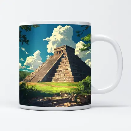 Chichen Itza Pyramid Anime Style Blue Sky