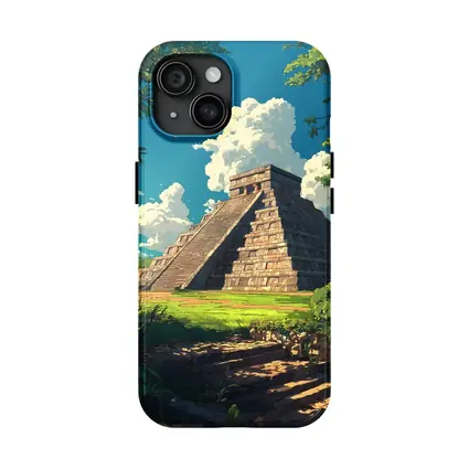 Chichen Itza Pyramid Anime Style Blue Sky