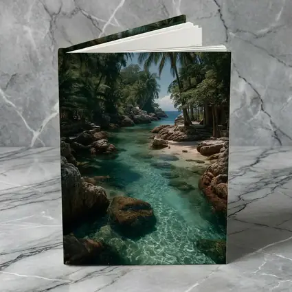 Tropical Clear River Rocky Palm Forest