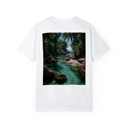 Tropical Clear River Rocky Palm Forest