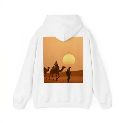 Camel Caravan Walking Desert Golden Sunset