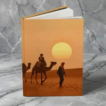 Camel Caravan Walking Desert Golden Sunset