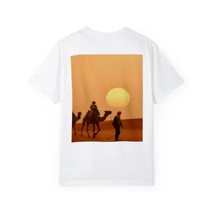 Camel Caravan Walking Desert Golden Sunset