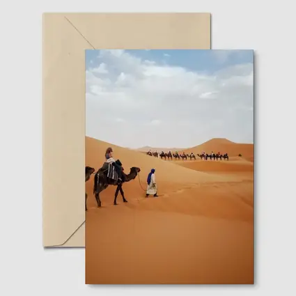 Camel Caravan Crossing Sahara Desert Dunes