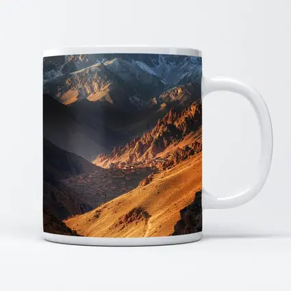 Lone Hiker Mountain Valley Golden Landscape