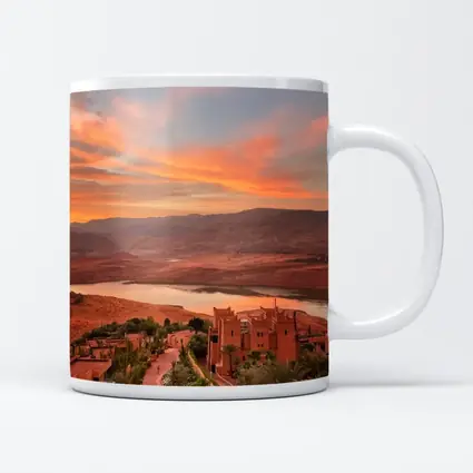 Morocco Sunset Village Lake Mountain View