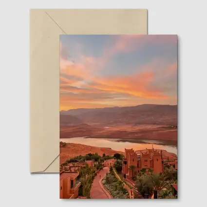 Morocco Sunset Village Lake Mountain View
