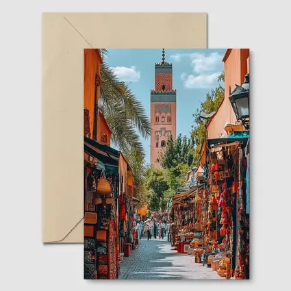 Marrakech Market Street Koutoubia Mosque Morocco
