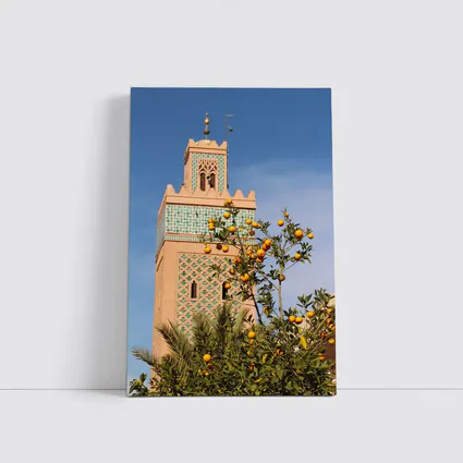 Marrakech Minaret Orange Tree Blue Sky