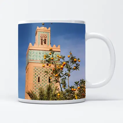 Marrakech Minaret Orange Tree Blue Sky