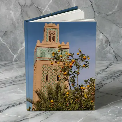 Marrakech Minaret Orange Tree Blue Sky